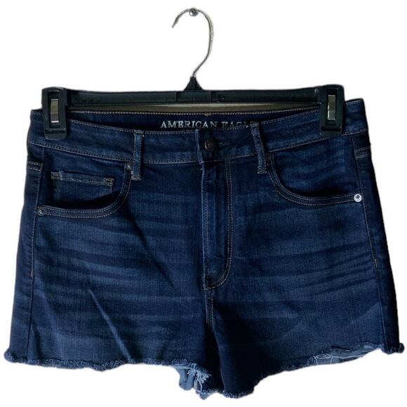 American Eagle Outfitters Shorts Women's Size 10 High Rise Raw Hem Pockets Denim - Picture 1 of 7